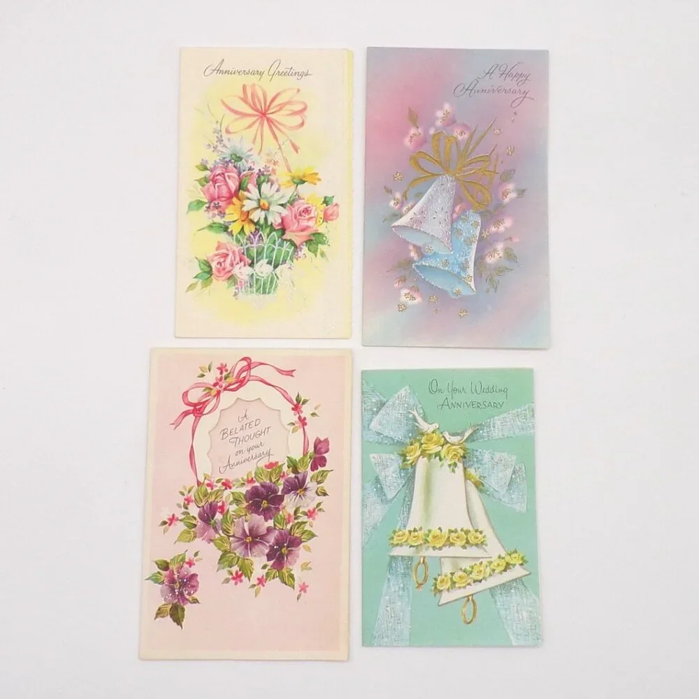VTG Anniversary Assortment Box 12 Cards Unused Scrapbooking Journaling Ephemera